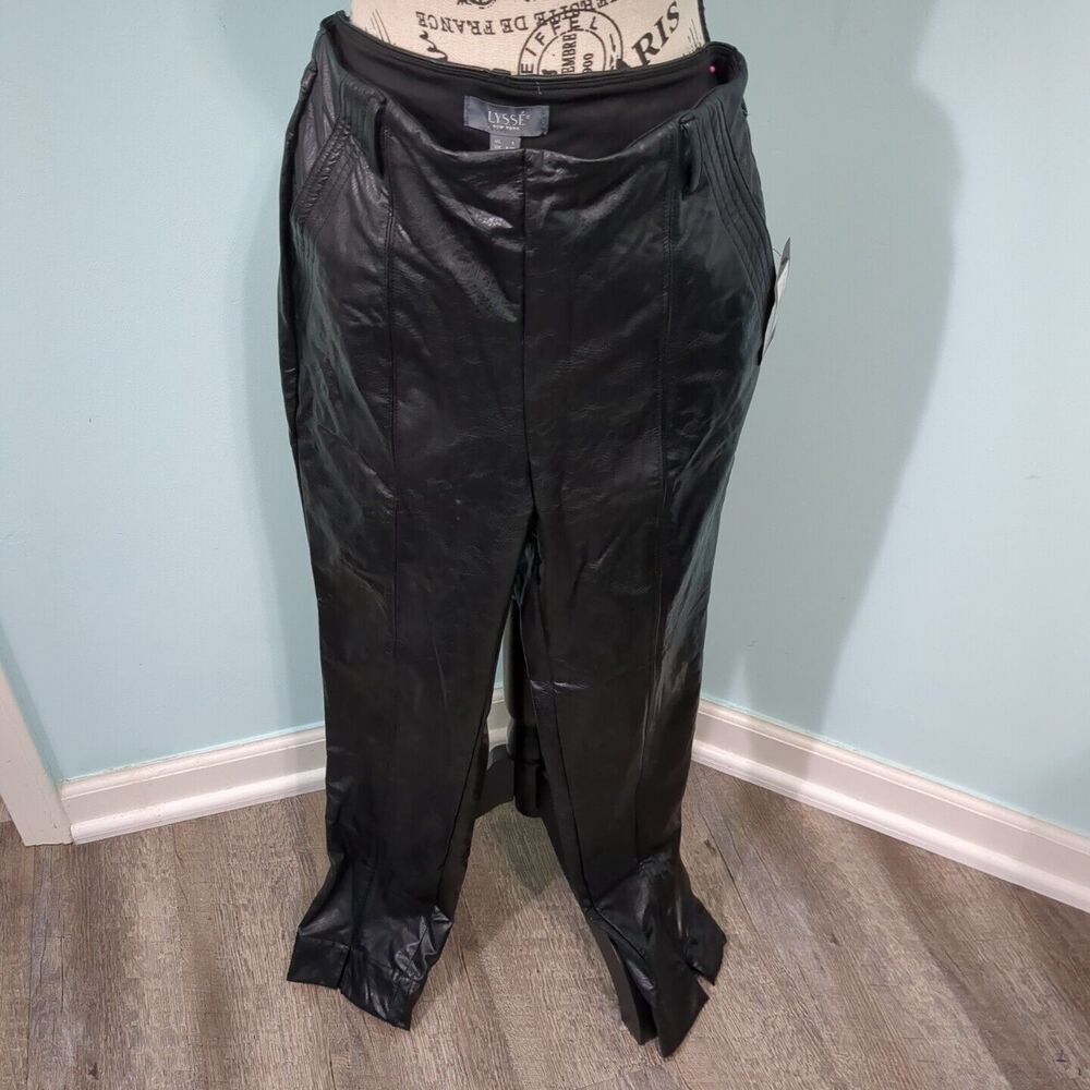 Lysse Black Faux Leather small Leggings Vegan crop new with tags